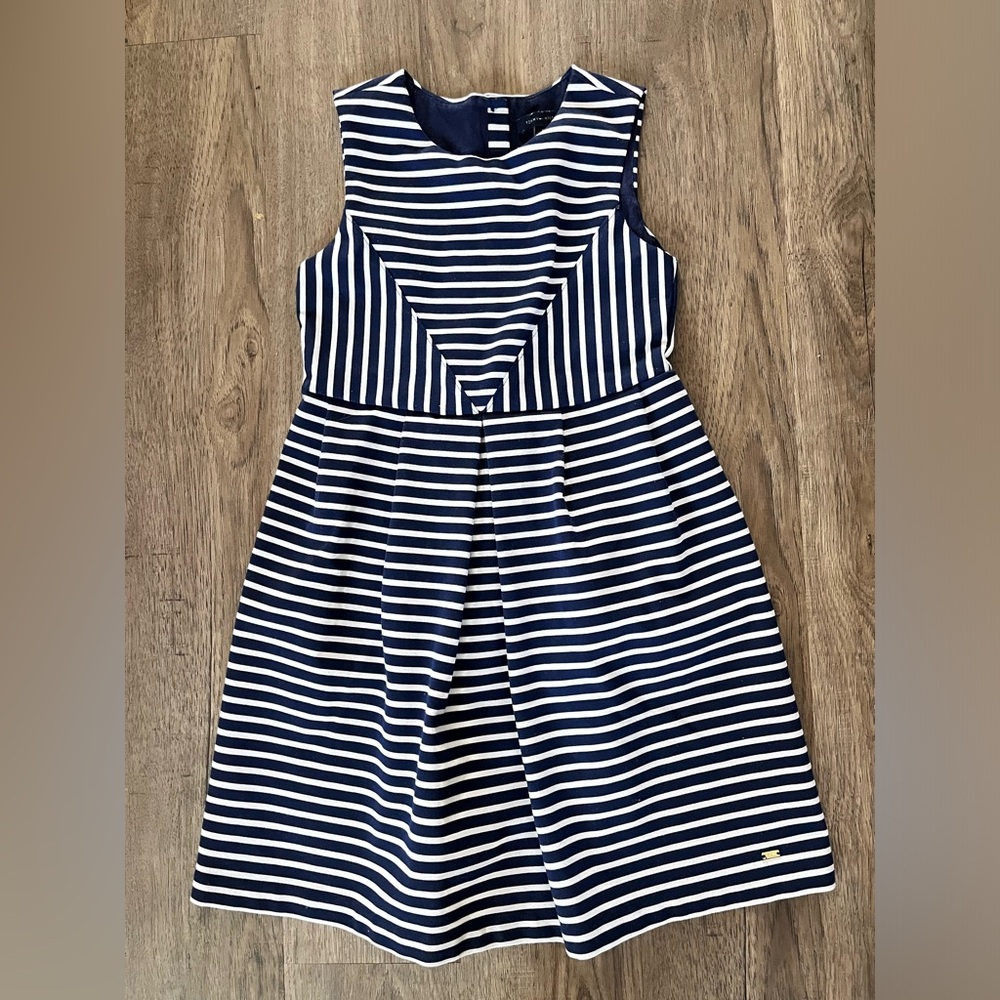 Tommy Hilfiger Tricot Girls Dress Blue & White Size Medium
